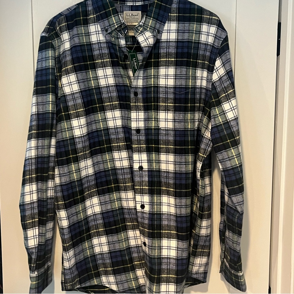 LL Bean Scotch Plaid Flannel Shirt Slightly Fitted -Vintage Tartan Large